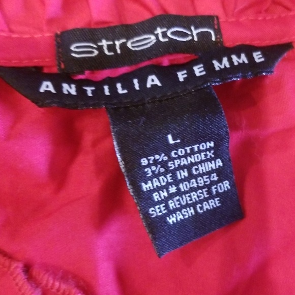 Antilia Femme red tuxedo like ruffle front top - Picture 3 of 6